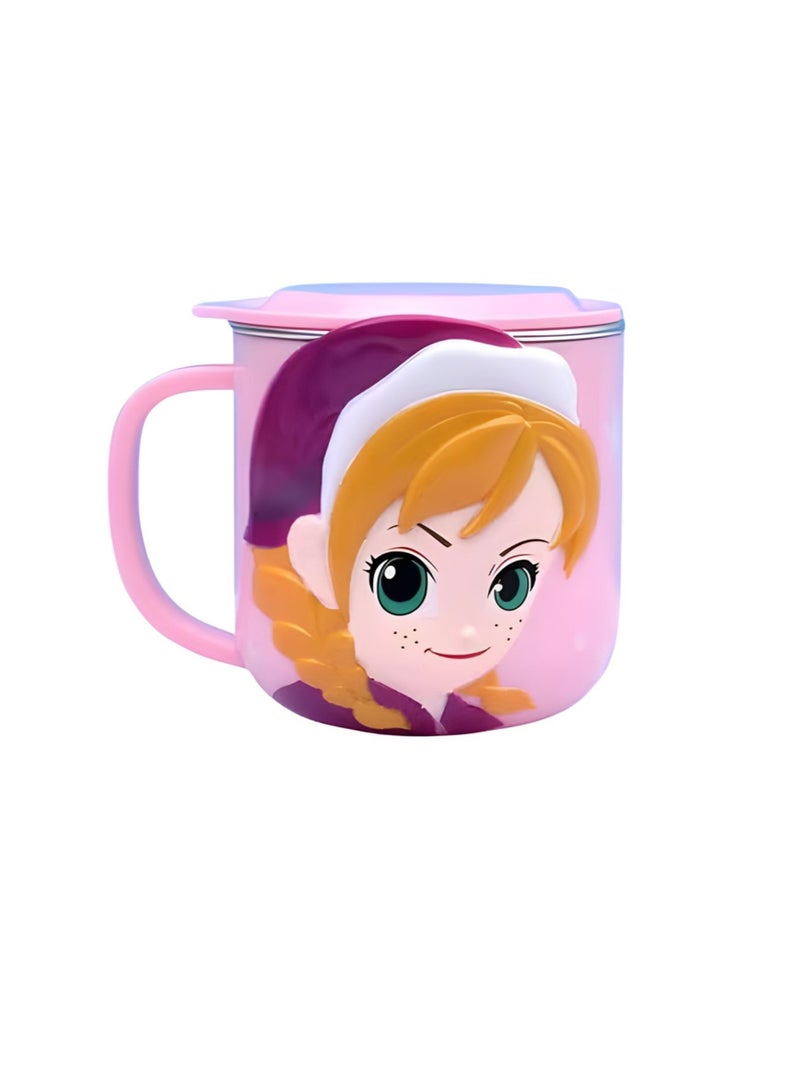 Disney Kids Stainless Steel Drinking Mug with Lid – Cartoon Design | Double Wall Insulated Cup for Hot & Cold Drinks | Leak-Resistant, Safe & Durable Children Mug (Ana) - Image 1